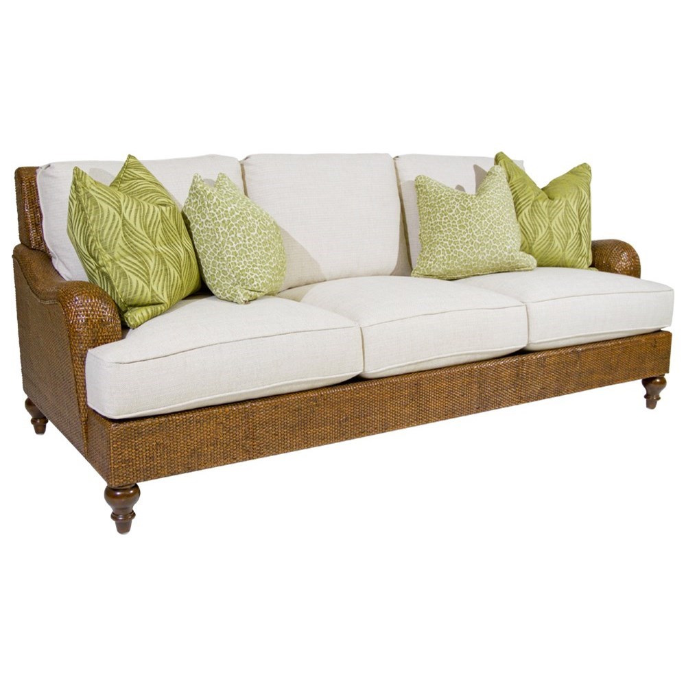 Tommy Bahama Home Bali Hai Harborside Sofa with Woven Dark Wicker Frame